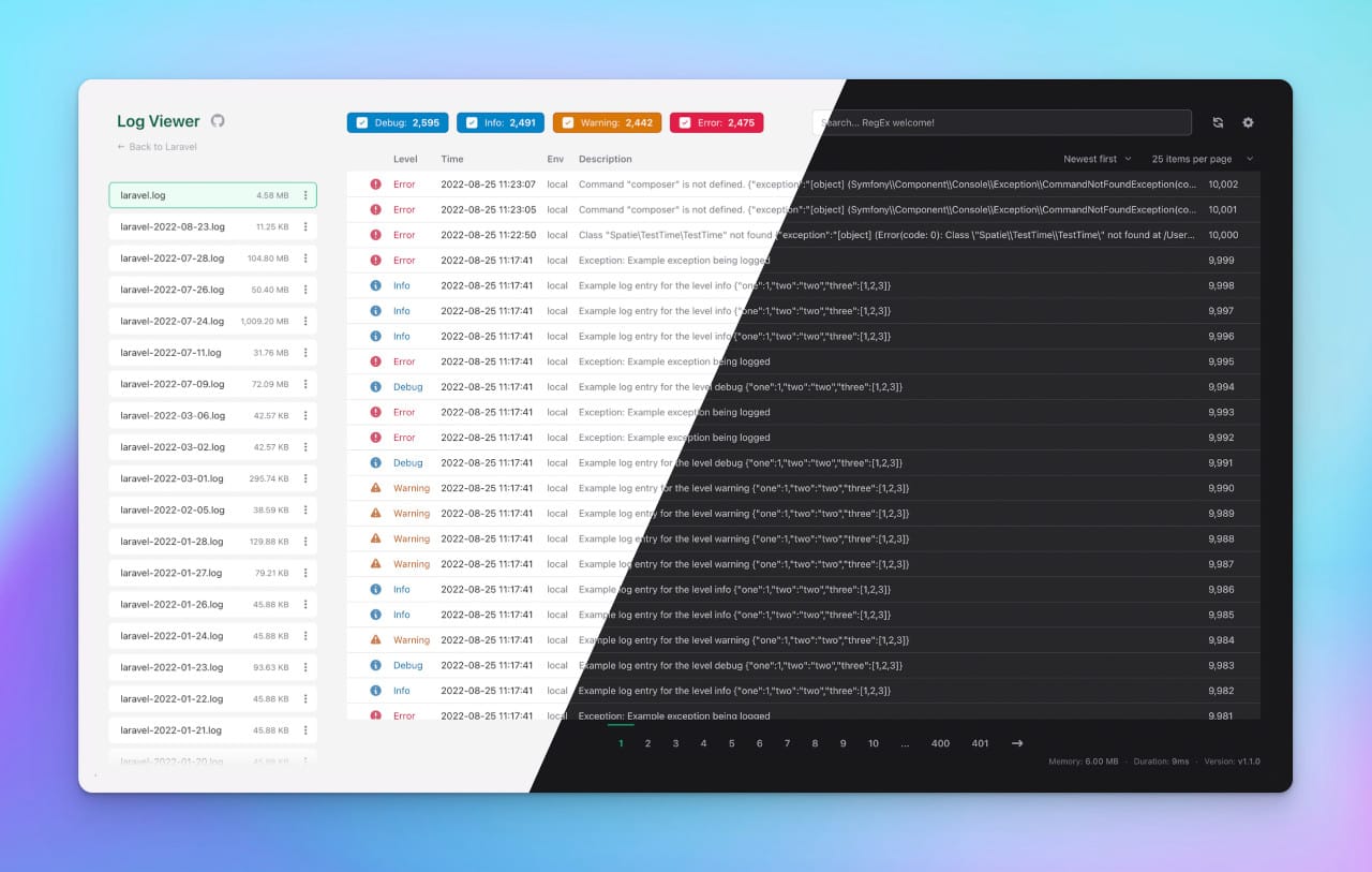 Log Viewer for Laravel 8+